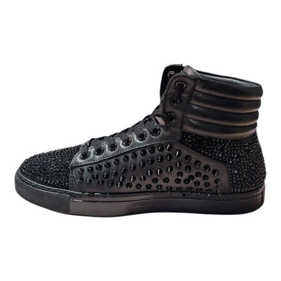 FERRARI MASSARI Studded Black Leather Hi Top Sneaker Size 1oUS/EUR43 main image 6